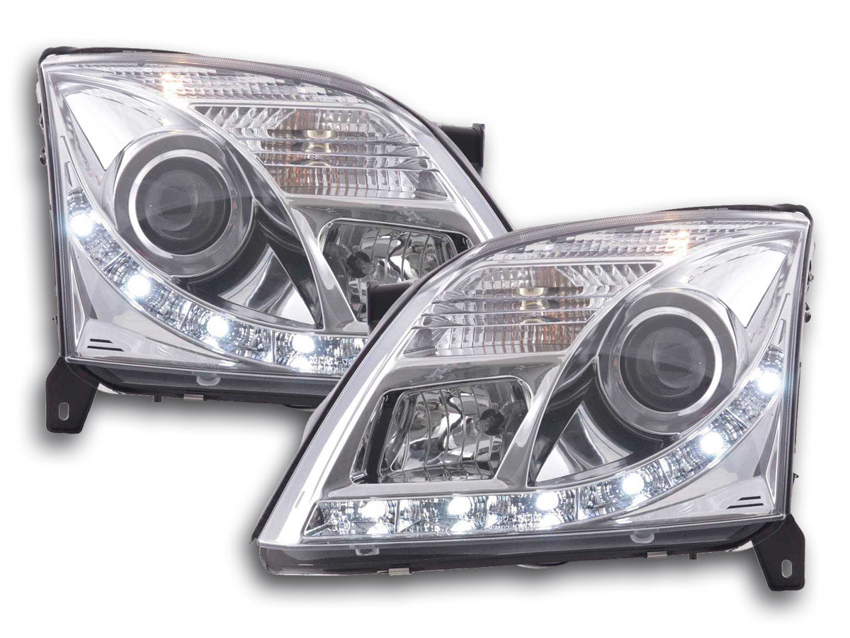 Scheinwerfer Set Daylight LED Tagfahrlicht Opel Vectra C 2002-2005 chrom Scheinwerfer Set Daylight LED Tagfahrlicht Opel Vectra C 2002-2005 chrom
